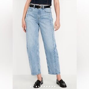 High-Waisted Barrel Ankle Jeans